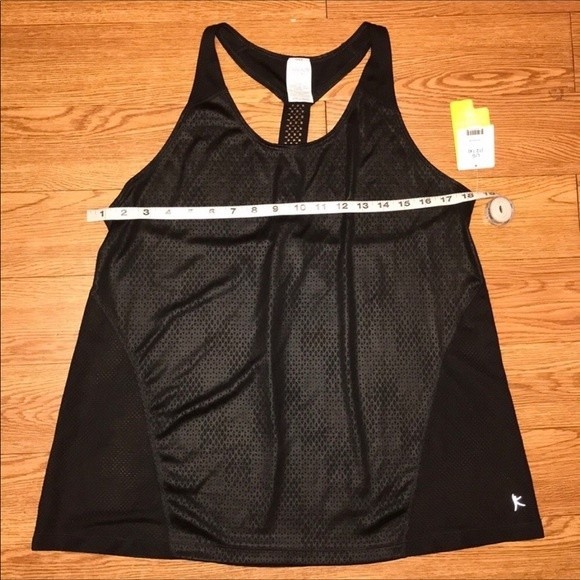 Danskin Now Tank Top Racer Back black loose fit elastic strap vented size L - Picture 10 of 12